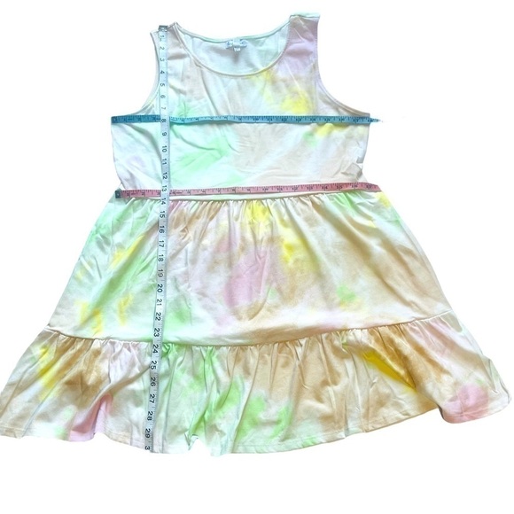 love,fire baby doll dress tiered sleeveless baby tie dye green pink Size XL - Picture 13 of 14